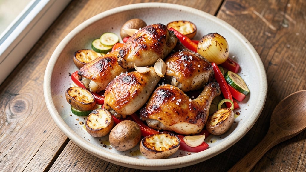 Baked Chicken Thighs With Roasted Veggies Recipe: One-Tray Weeknight Harmony