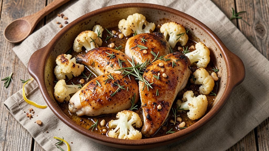Baked Chicken and Cauliflower Recipe: One-Tray Roast with Garlic-Herb Crisp