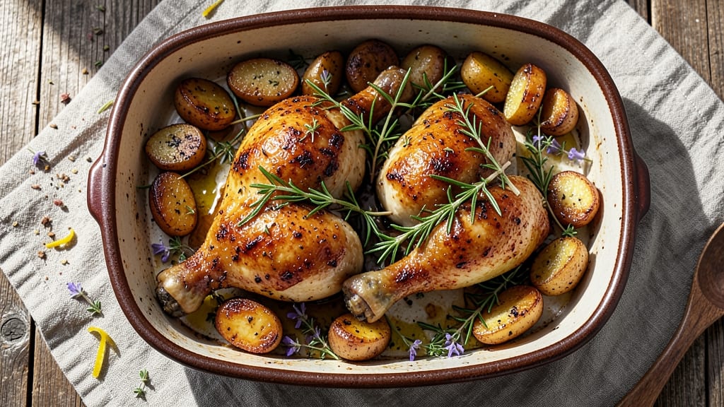Baked Chicken Legs and Potatoes Recipe: One-Pan Crispy-Skinned Comfort