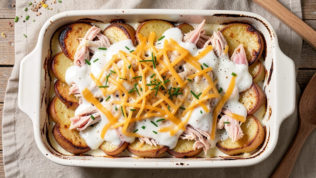 Baked Potato and Chicken Casserole Recipe: Crispy Top, Melty Cheese Heaven