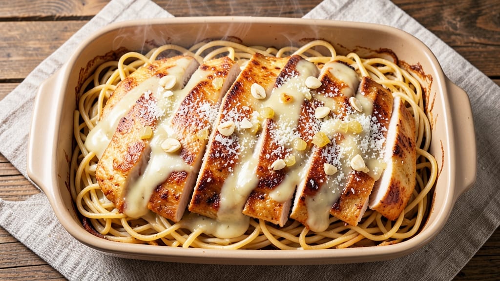 Baked Chicken Spaghetti Casserole Recipe: Cheesy Layered Bake With Crispy Top