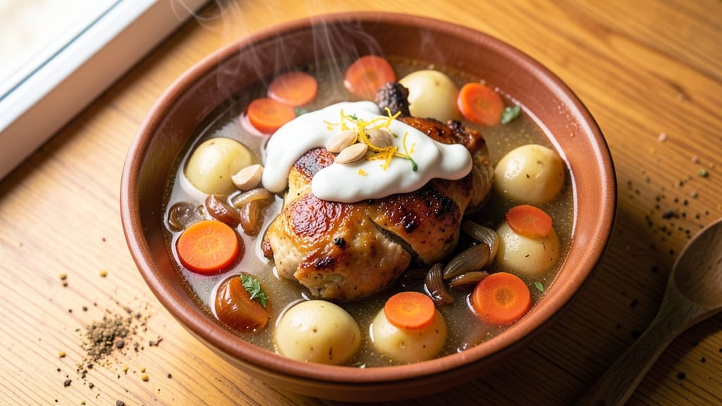 Armenian Chicken Soup Recipe: Spiced Yogurt and Herb Infusion