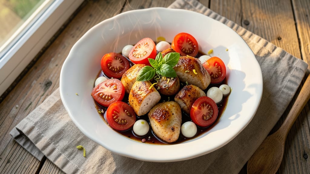 Balsamic Chicken, Mozzarella, and Tomato Recipe: Baked Italian Pan Perfection