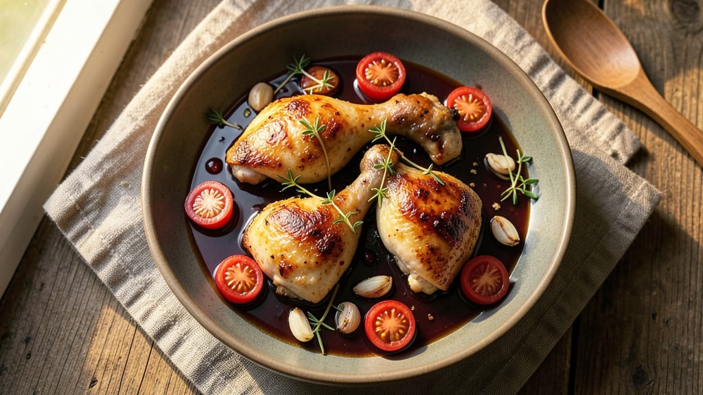 Balsamic Chicken Thighs with Burst Tomatoes Recipe: Sweet-Tart Sauce That Sticks to Every Bite