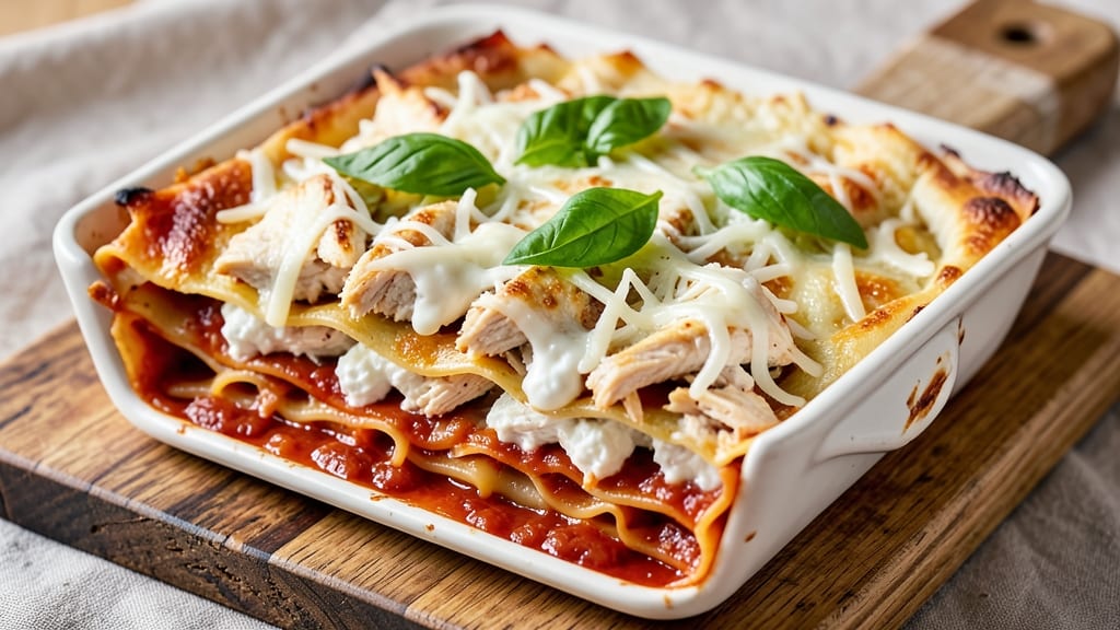 Baked Chicken Lasagna Recipe: Triple-Layered Comfort With Foil-Sealed Richness