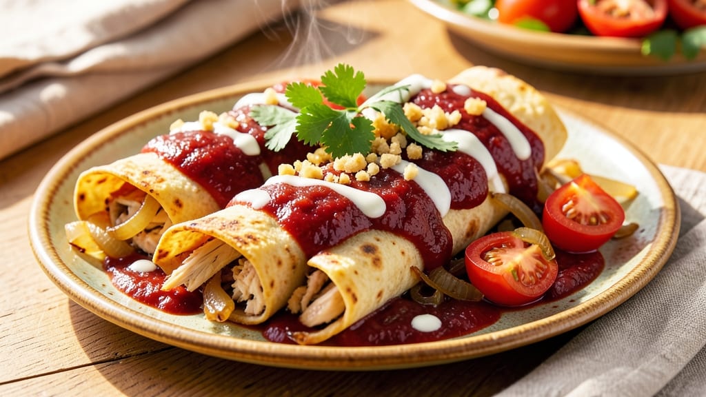 Authentic Chicken Enchiladas Recipe With Red Sauce: Smoky Tortilla Layers and Bold Spice Harmony