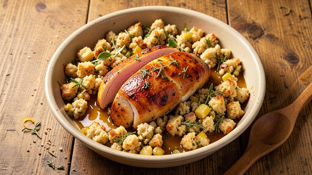 Baked Chicken Breast With Stove Top Stuffing Recipe: Juicy Meat and Savory Herb-Filled Centers