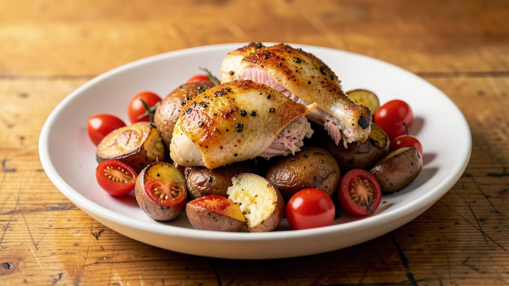 Jamie Oliver's Chicken, Potato, and Tomato Recipe: One-Pan Herb-Infused Harmony